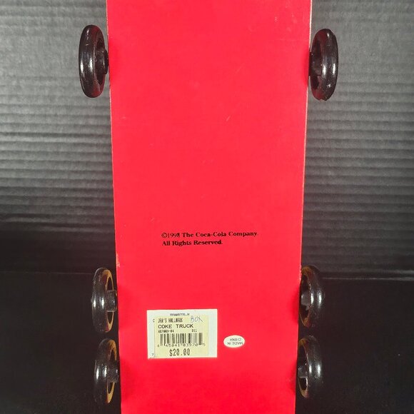 Vintage Red Wooden Coca Cola Truck With 2 White Coca Cola Bean Bag Plush Bears - Picture 11 of 11